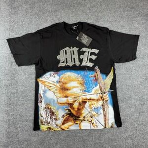 Mixed Emotion Shirt Mens Medium Black Cupid Angel Rhinestone Graphic Tee